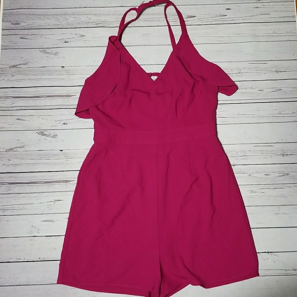19 Cooper Women's Magenta Halter Romper - Picture 1 of 5